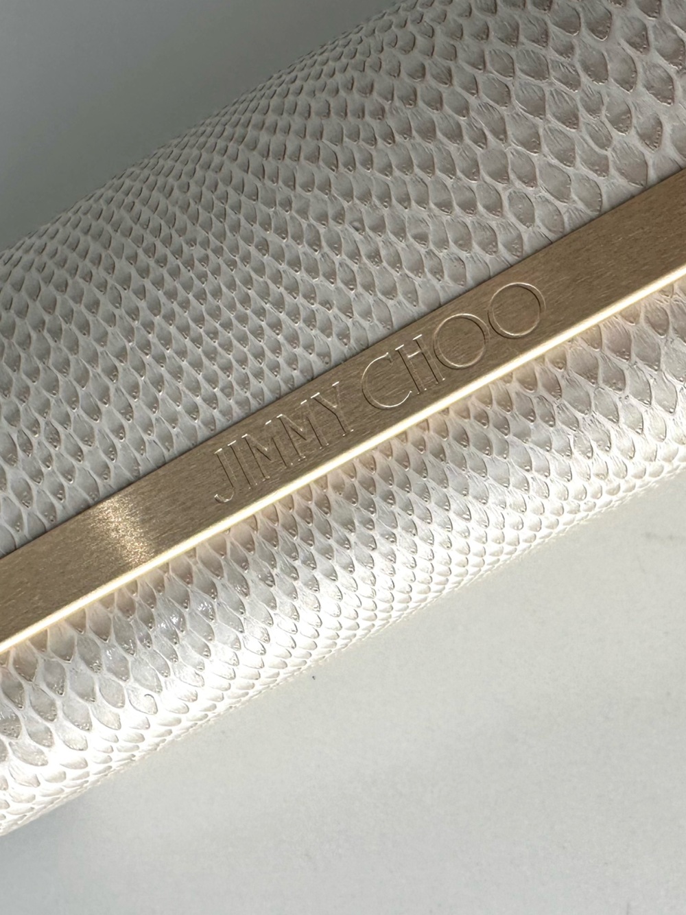 Jimmy Choo Snake-Embossed Glasses Case with Gold Trim - Picture 3 of 4